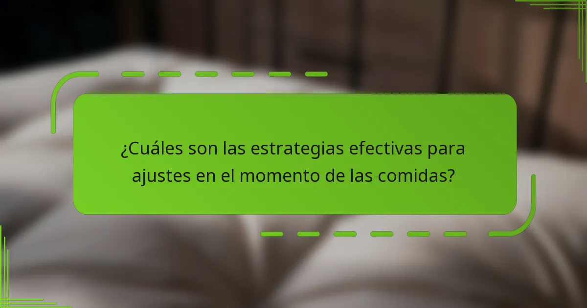 ¿Cuáles son las estrategias efectivas para ajustes en el momento de las comidas?