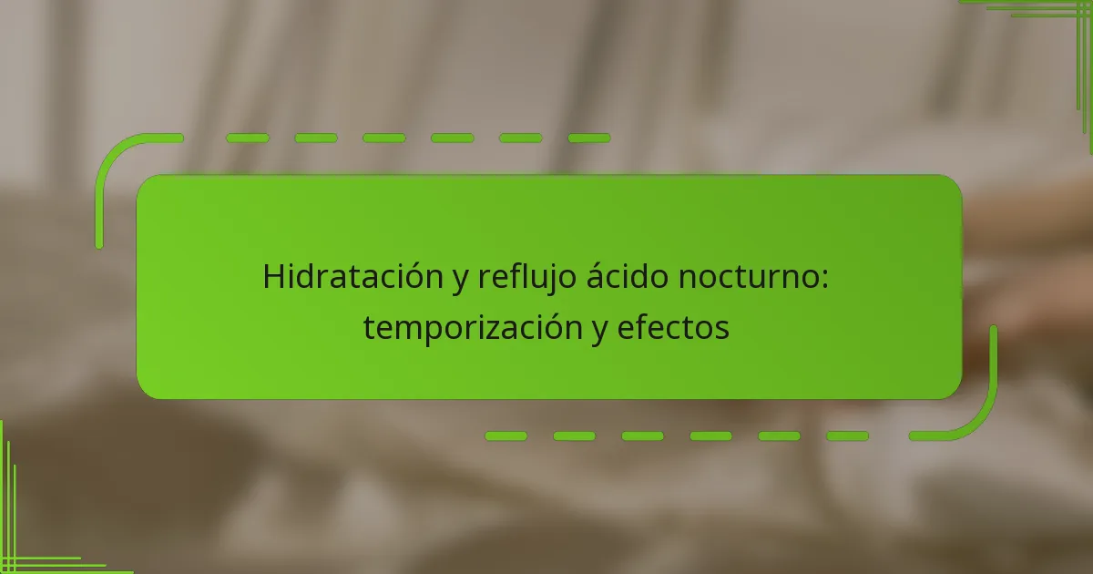 Hidratación y reflujo ácido nocturno: temporización y efectos